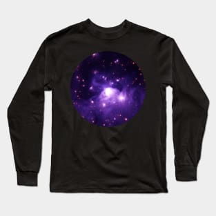 Purple nebula with stars Long Sleeve T-Shirt